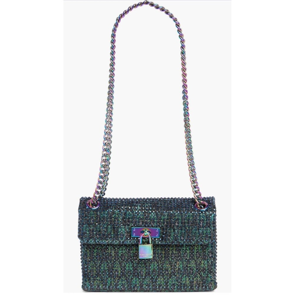 kurt geiger black and green crystal mini brixton lock bag w Dust Bag NWT